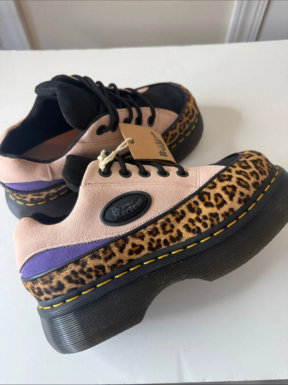 Dr Martens Buzz 5-Eye Leopard and Suede Shoes Ladies Size 7